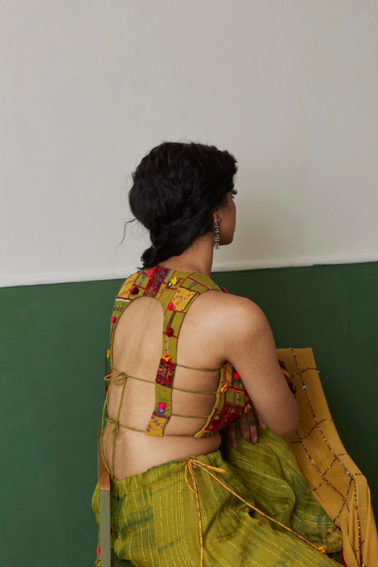 Green Hand Embroidered Co-ord Set
