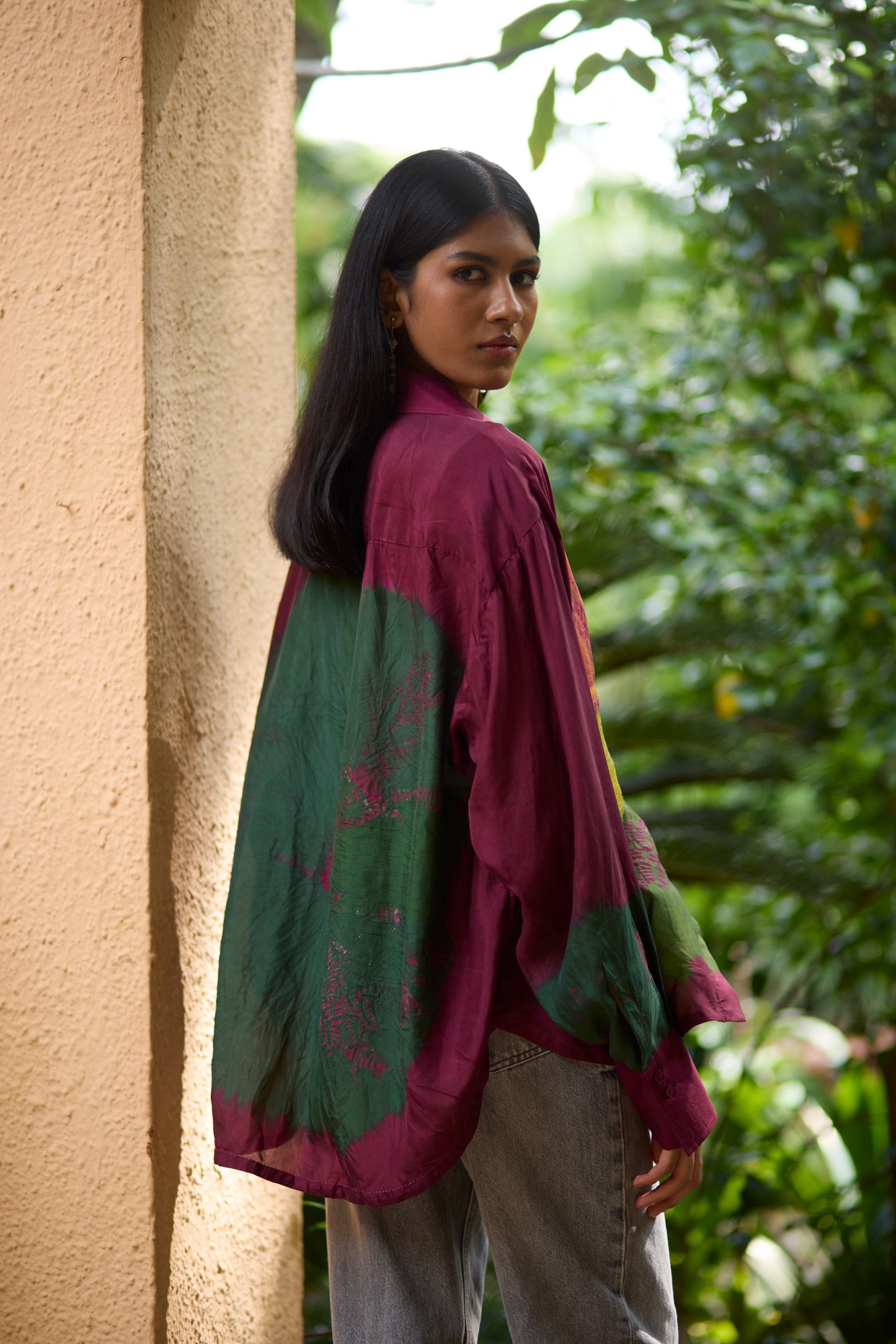 Multicolor Pure Silk Tie-Dye Panelled Shirt