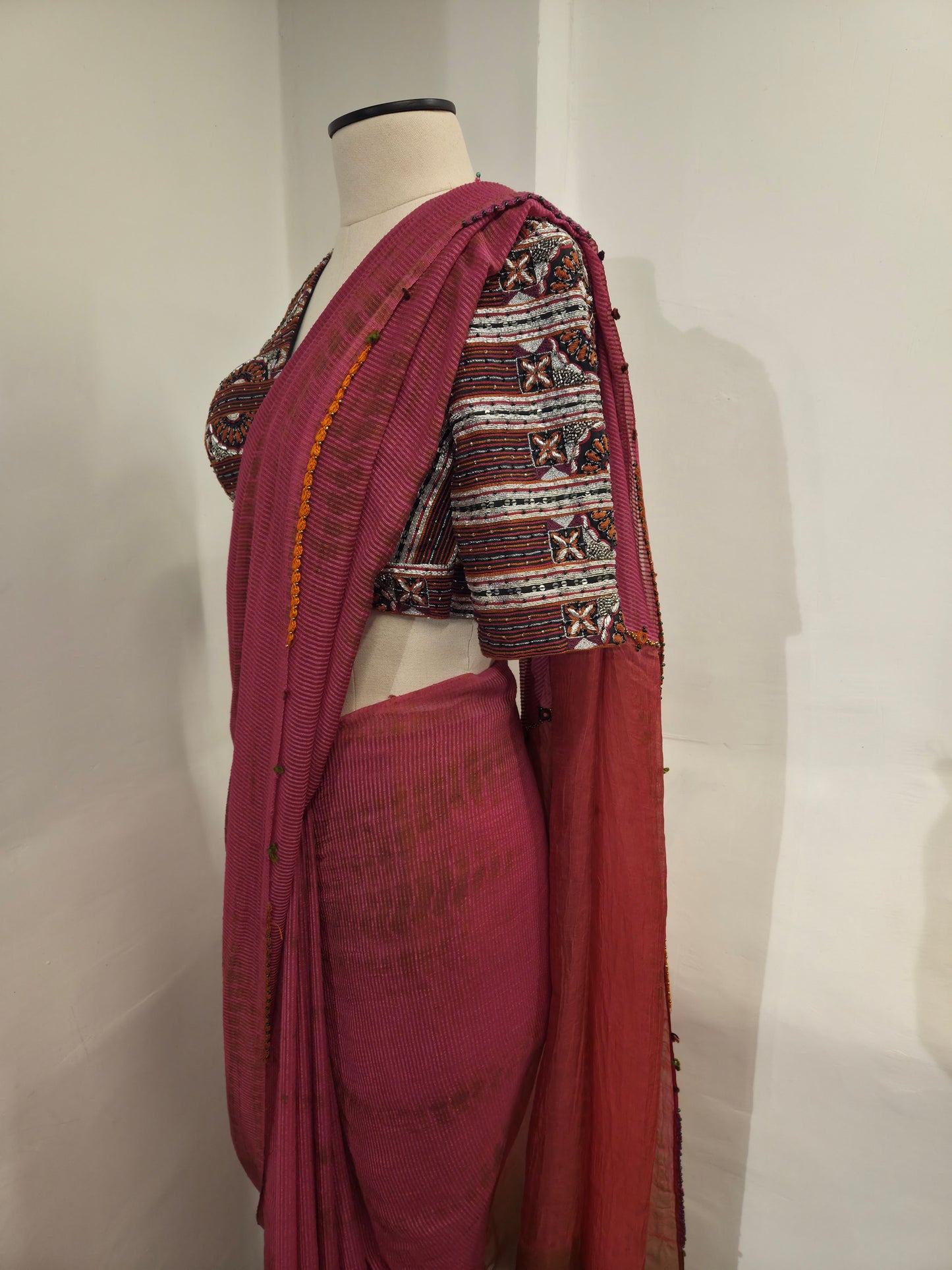 Pink Chiffon Saree
