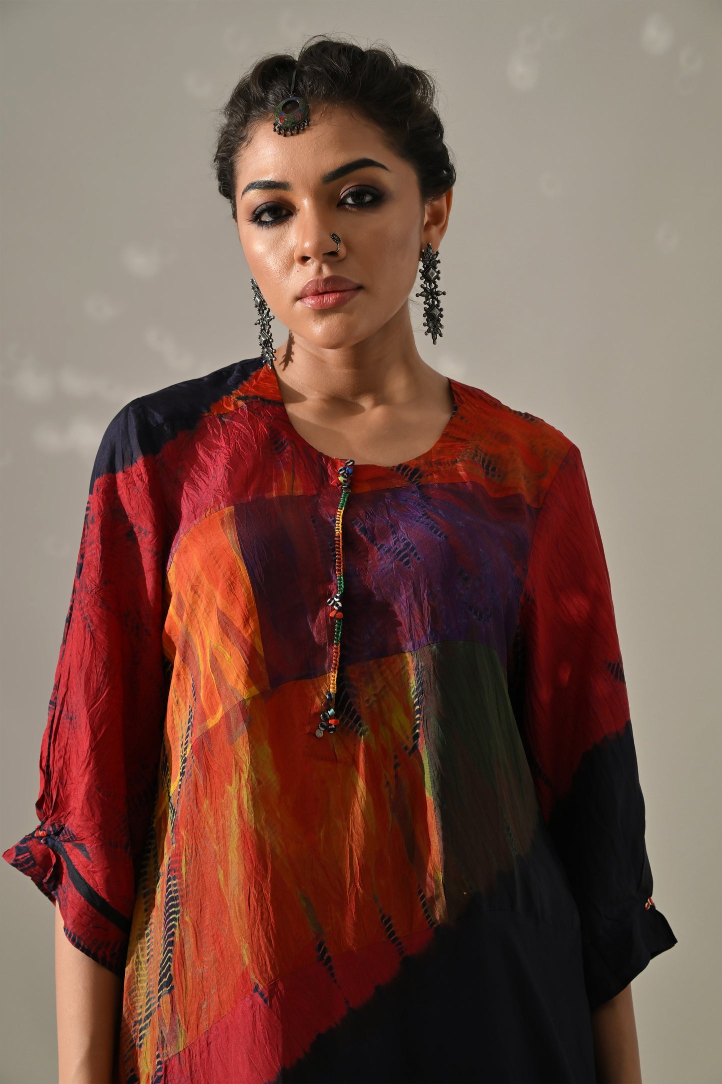 Multi Patchwork and Placement Dyed Kurta Set
