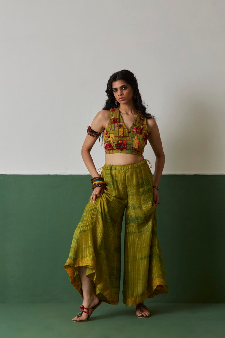 Green Hand Embroidered Co-ord Set
