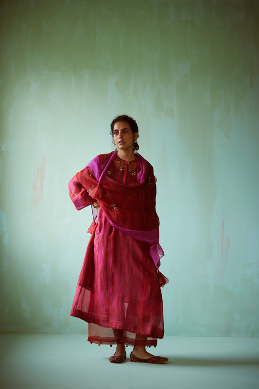 Pink Tie & Dye Hand Embellished Tunic Set