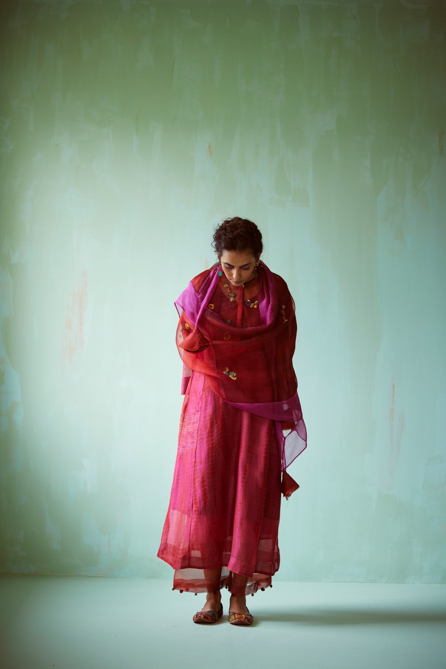 Pink Tie & Dye Hand Embellished Tunic Set