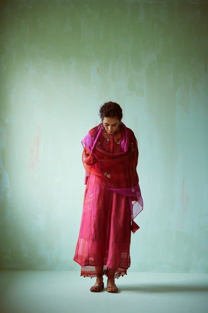 Pink Tie & Dye Hand Embellished Tunic Set