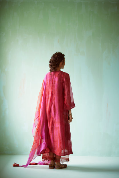 Pink Tie & Dye Hand Embellished Tunic Set