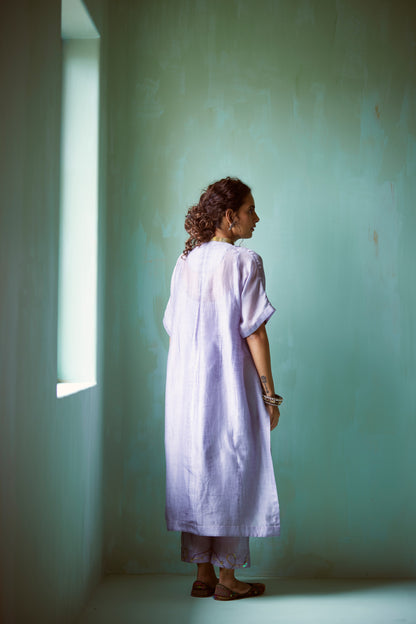 Light Blue Tie-Dye Hand Embroidered Tunic Set