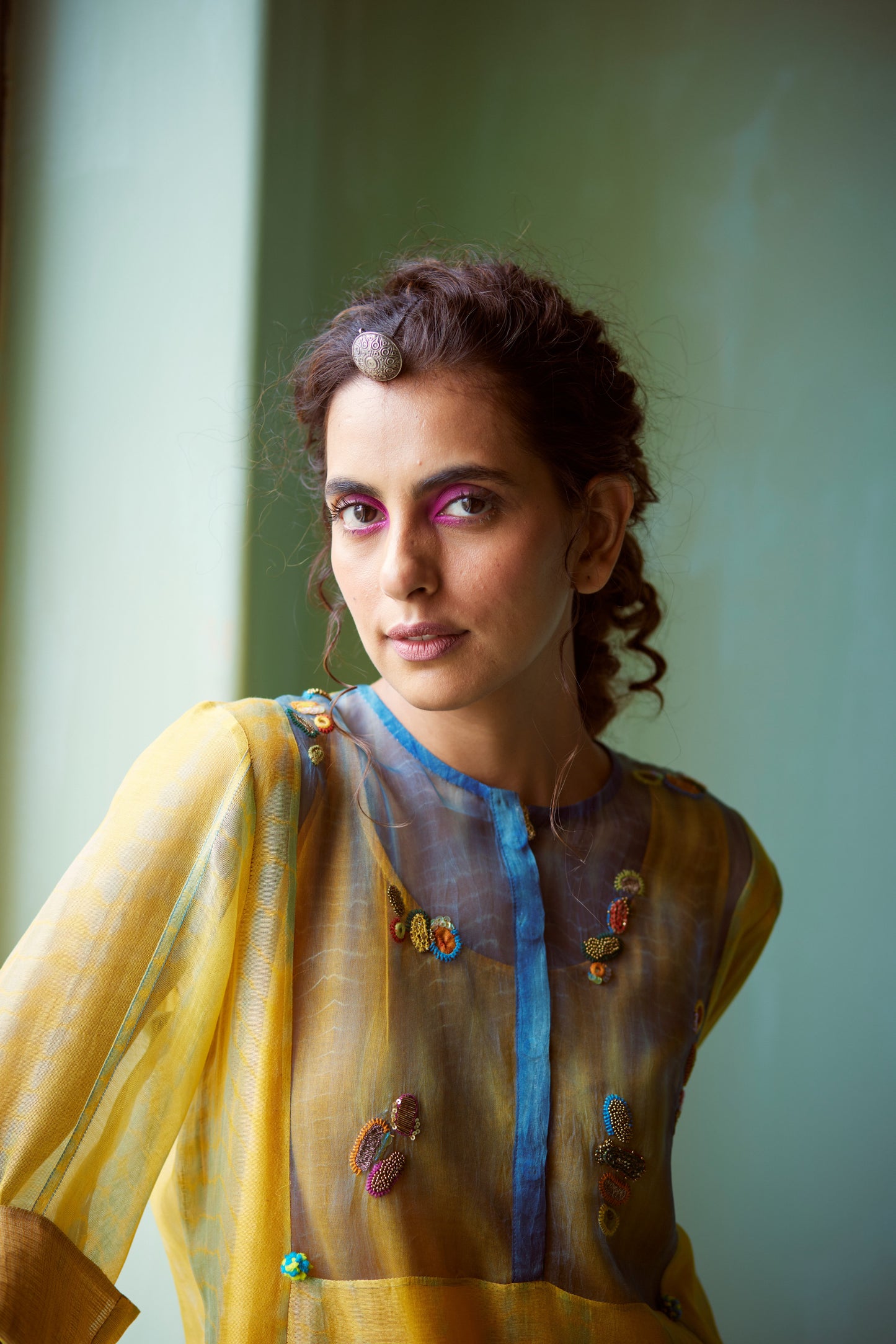 Yellow Tie & Dye Hand Embellished Tunic Set