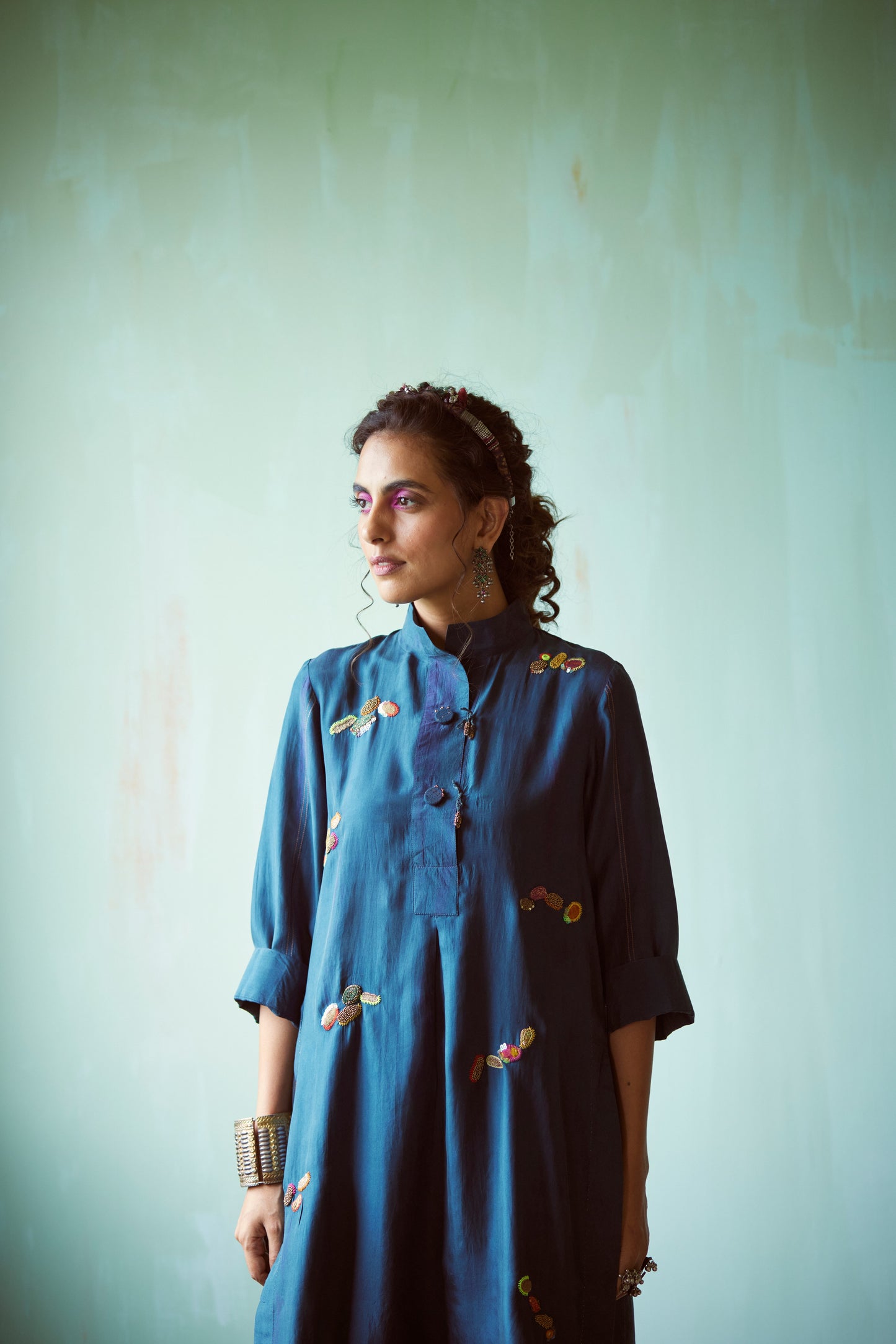 Teal Tie Dyed Tunic Set
