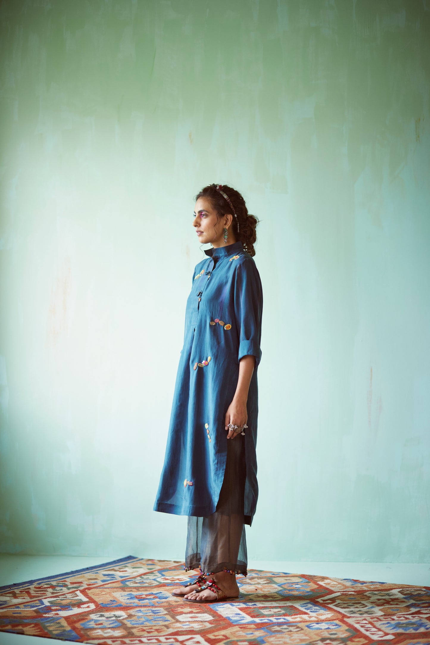 Teal Tie Dyed Tunic Set