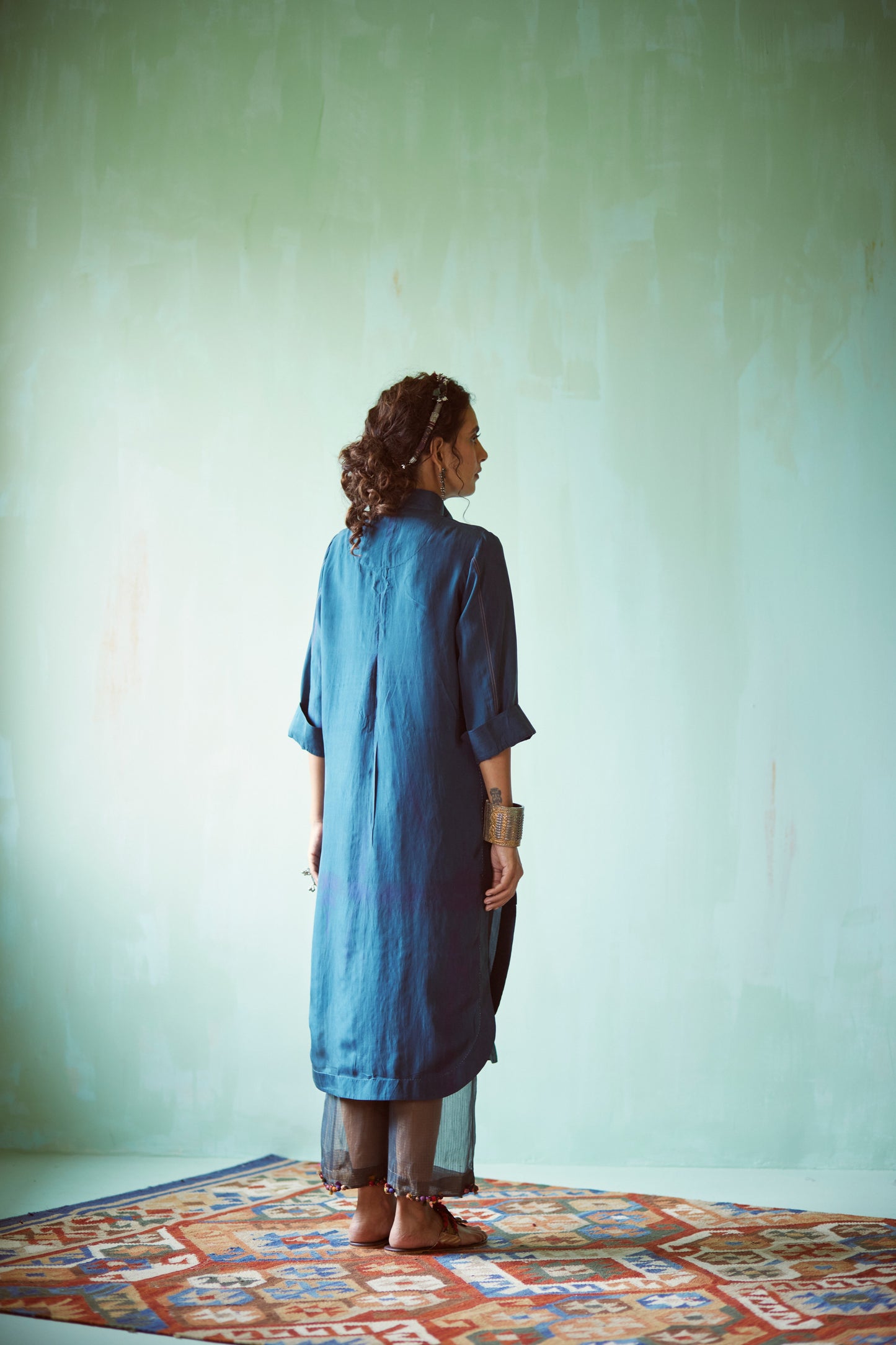 Teal Tie Dyed Tunic Set