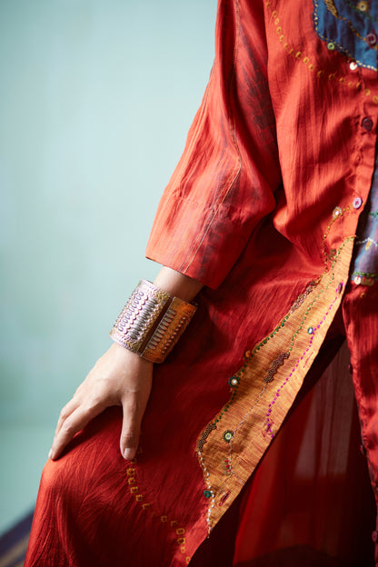 Orange Tie & Dye Bandhani Tunic Set