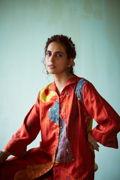 Orange Tie & Dye Bandhani Tunic Set