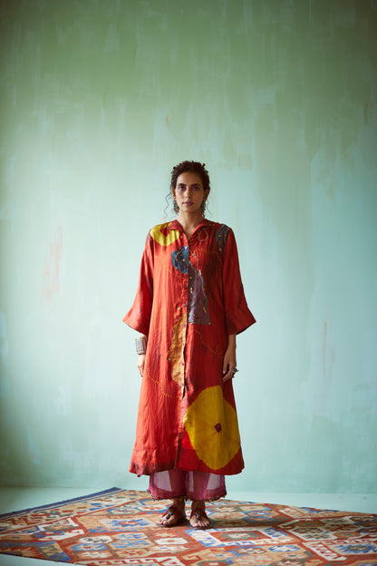 Orange Tie & Dye Bandhani Tunic Set