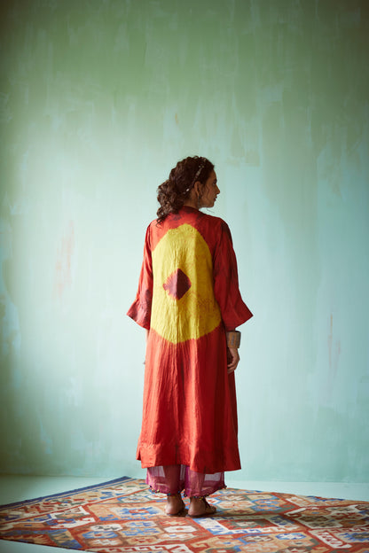 Orange Tie & Dye Bandhani Tunic Set