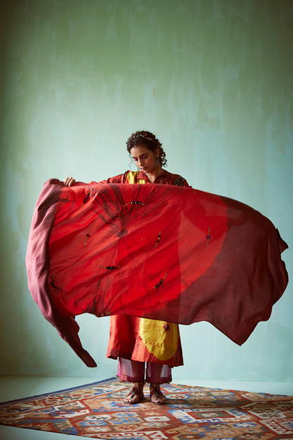 Orange hand embellished dupatta