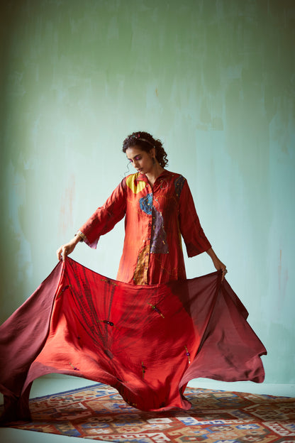 Orange hand embellished dupatta