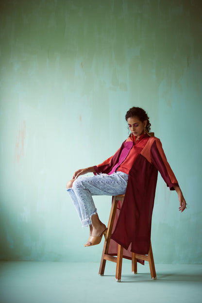 Pink Hand Embellished Asymmetric Shirt
