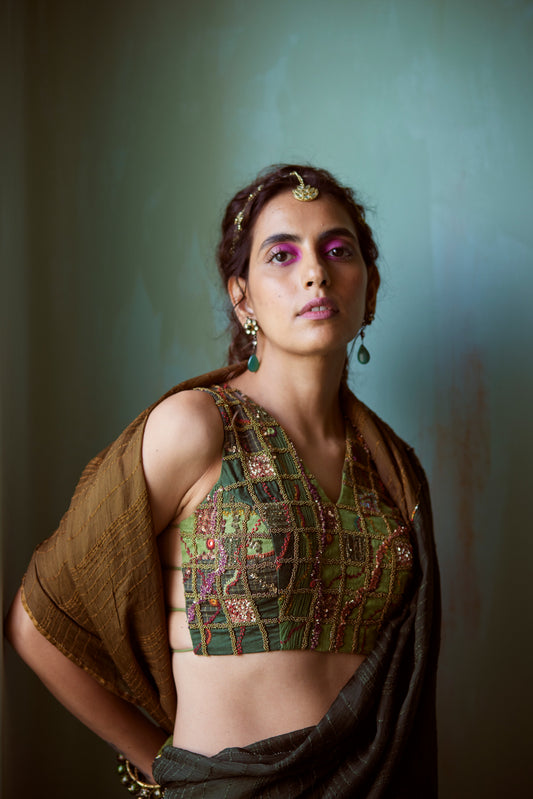 Gulab Blouse (Green - Halter)