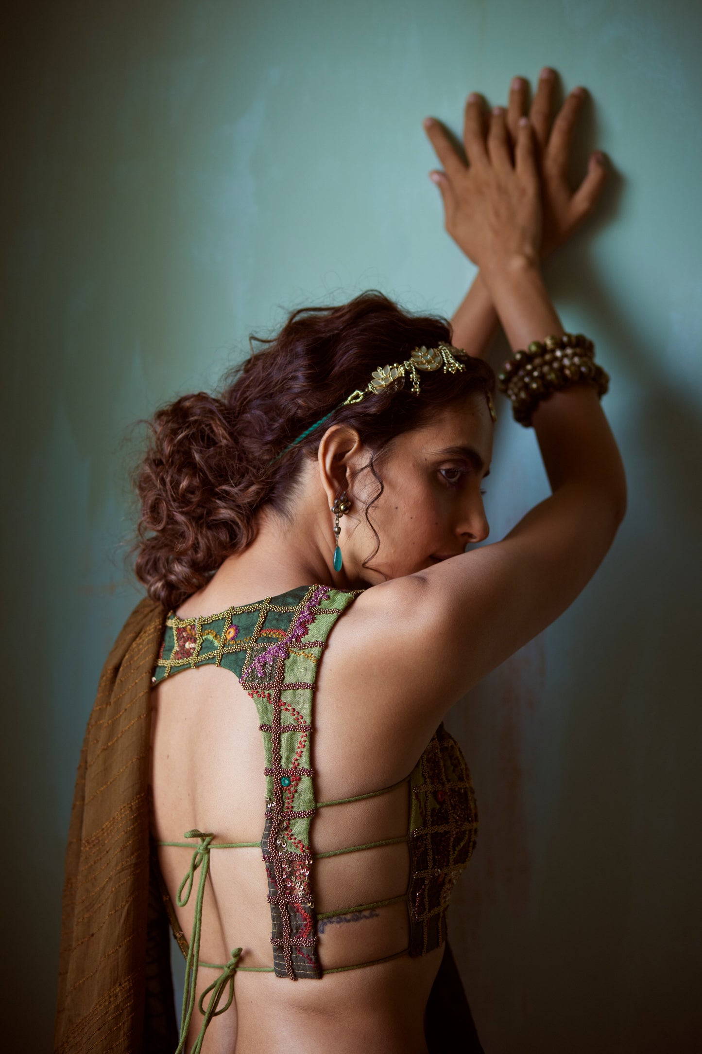 Gulab Blouse (Green - Halter)