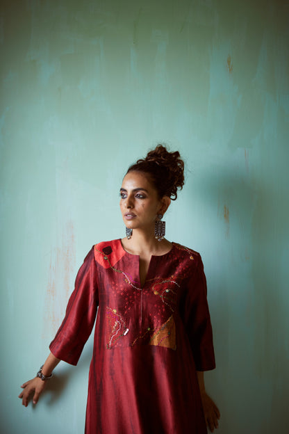 Dark Tie & Dye Hand Embellished Tunic Set
