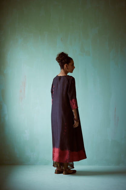 Black Tie-Dye Hand Embellished Tunic Set