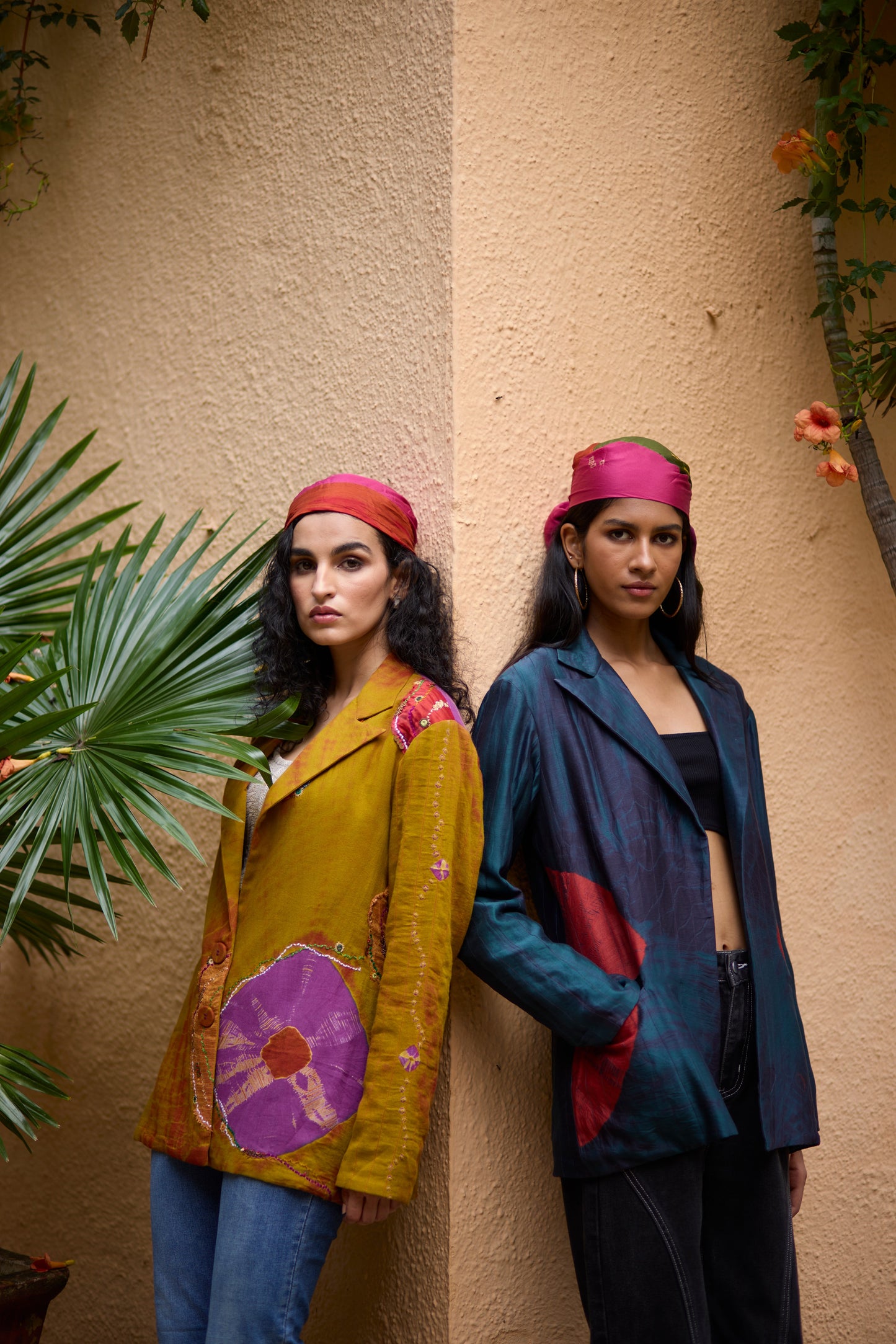 Teal Silk Cotton Bandhani Relaxed Jacket