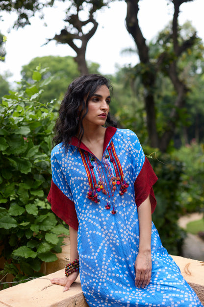 Light Blue Silk Bandhani Ombre Dyed Kurta Set