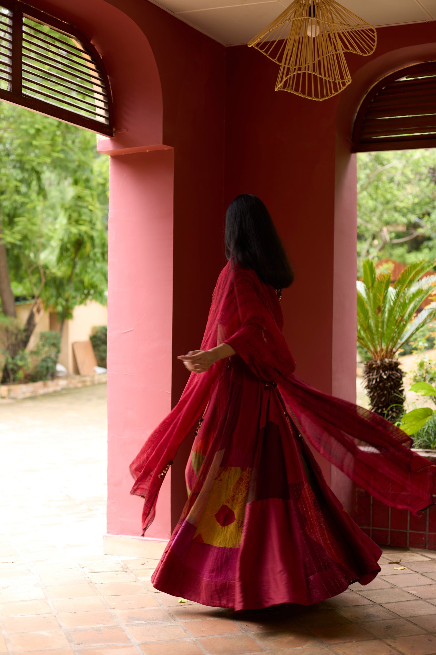 Multicolor Silk Overdyed & Embroidered Lehenga Set