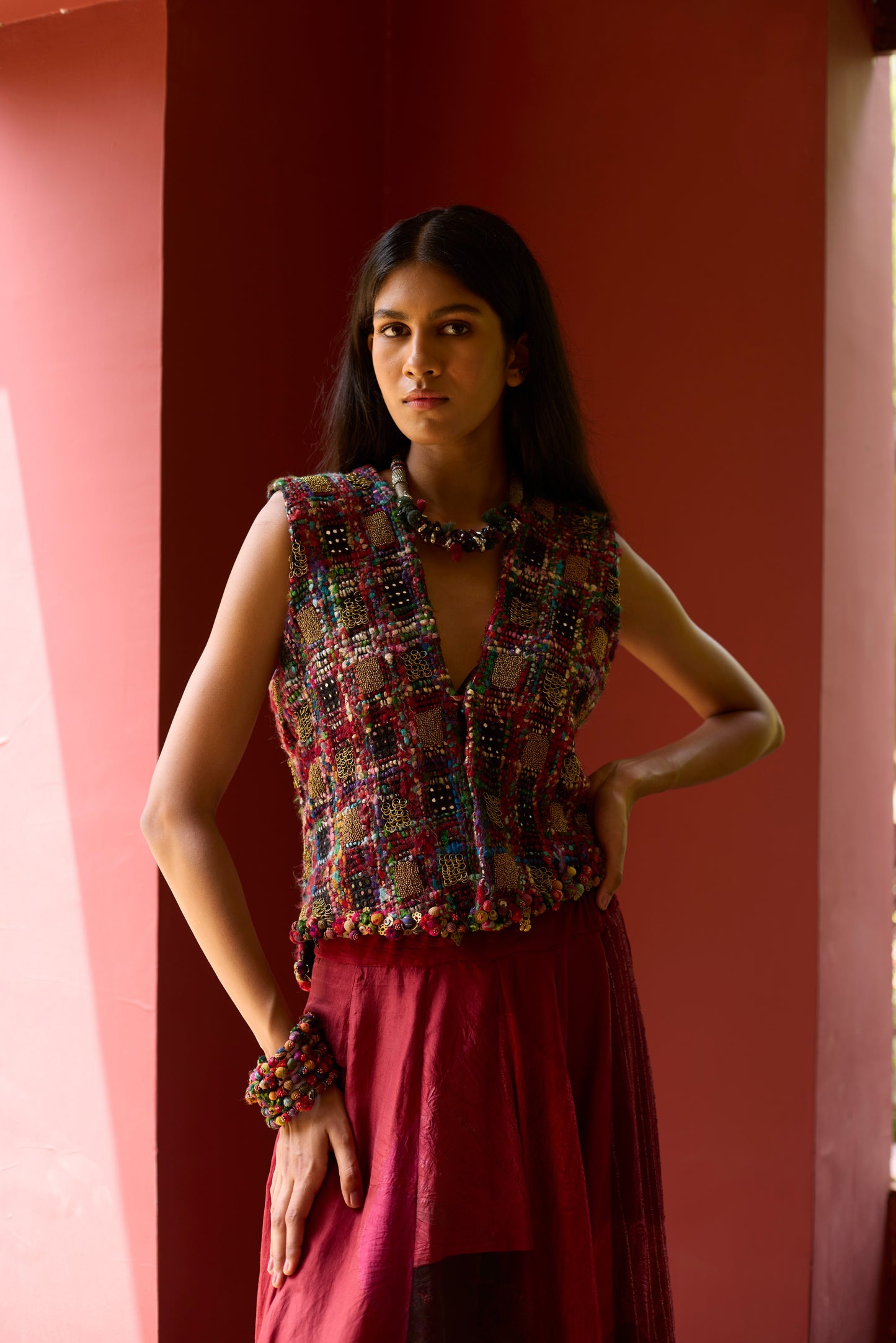 Multicolor Silk Patchwork Dyed Jacked Lehenga Set