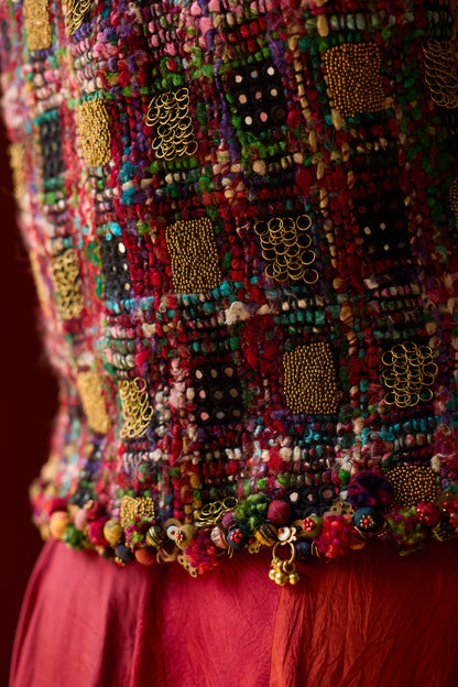 Multicolor Silk Patchwork Dyed Jacked Lehenga Set