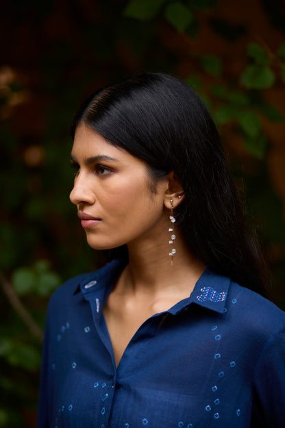 Blue & White Bandhani Ombre Cotton Shirt