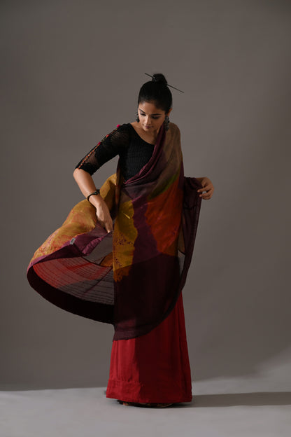 Multi Patchwork and Resist Dyed Saree Set