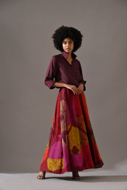 Multi Patchwork and Placement Tie Dye Skirt Set