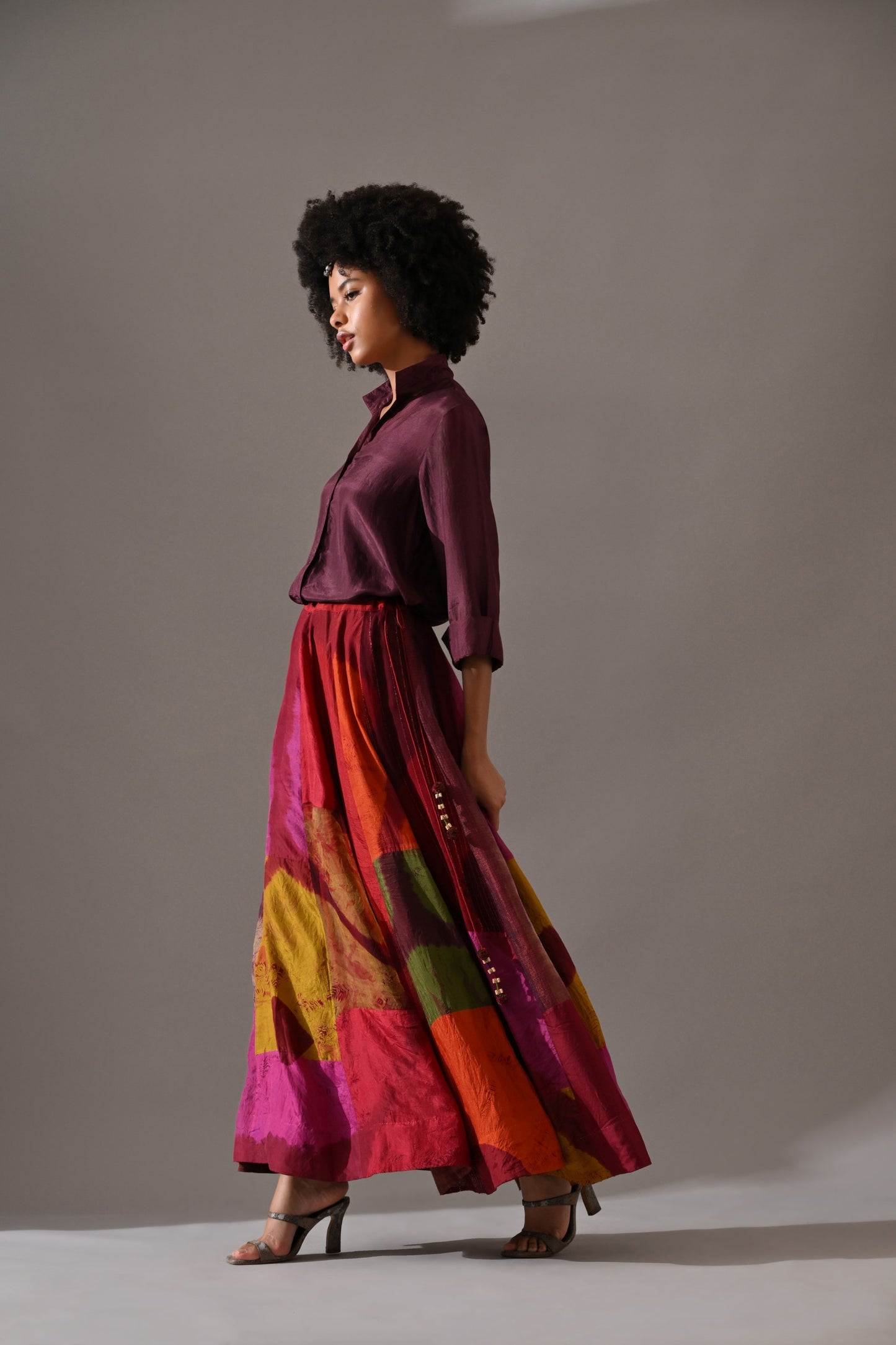 Multi Patchwork and Placement Tie Dye Skirt Set