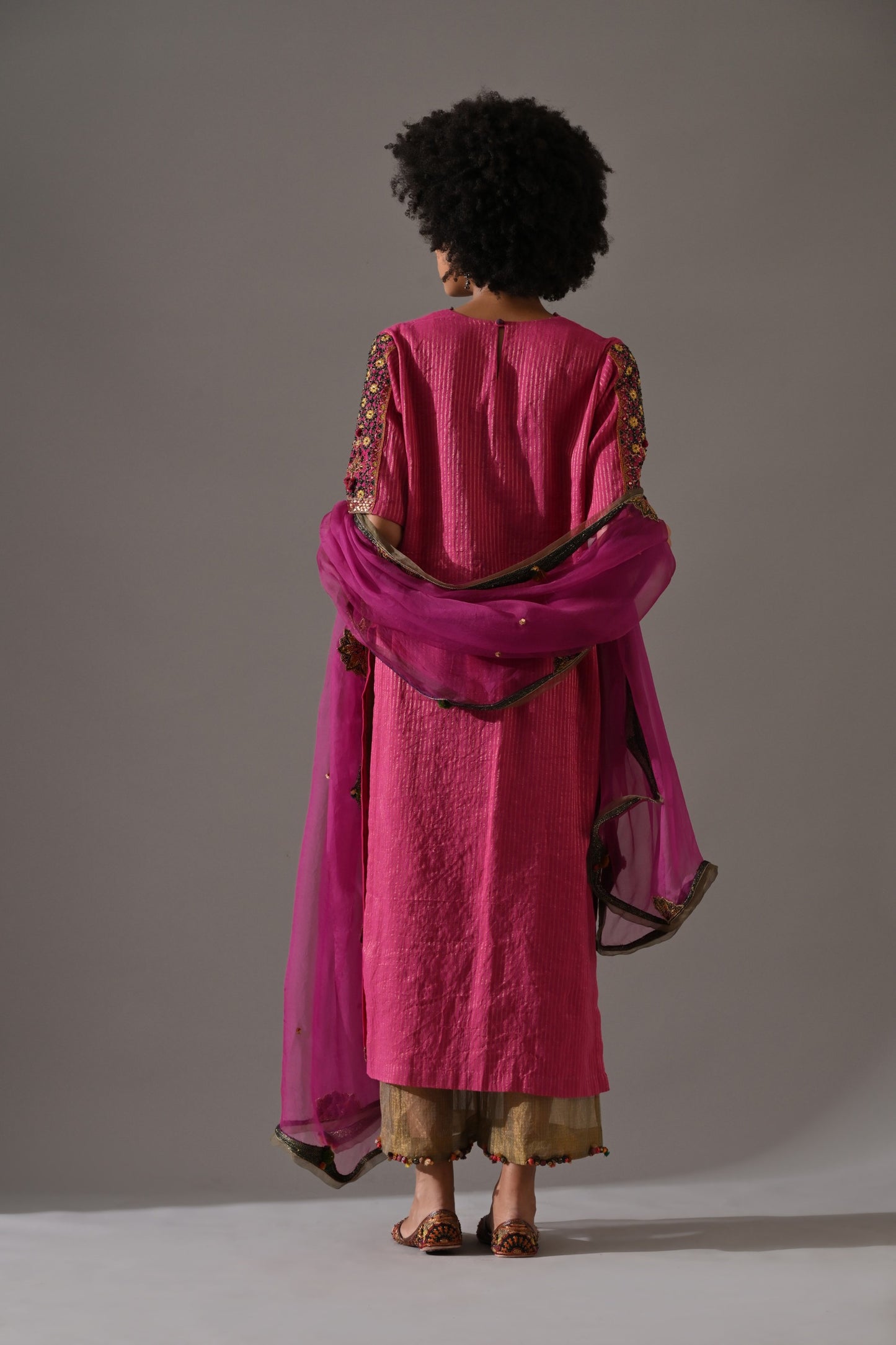 Pink Hand Embroidered Kurta Set