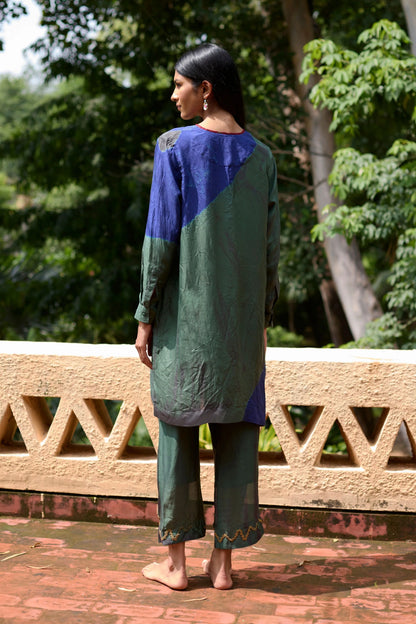 Teal Blue Tie Dyed Tunic Set