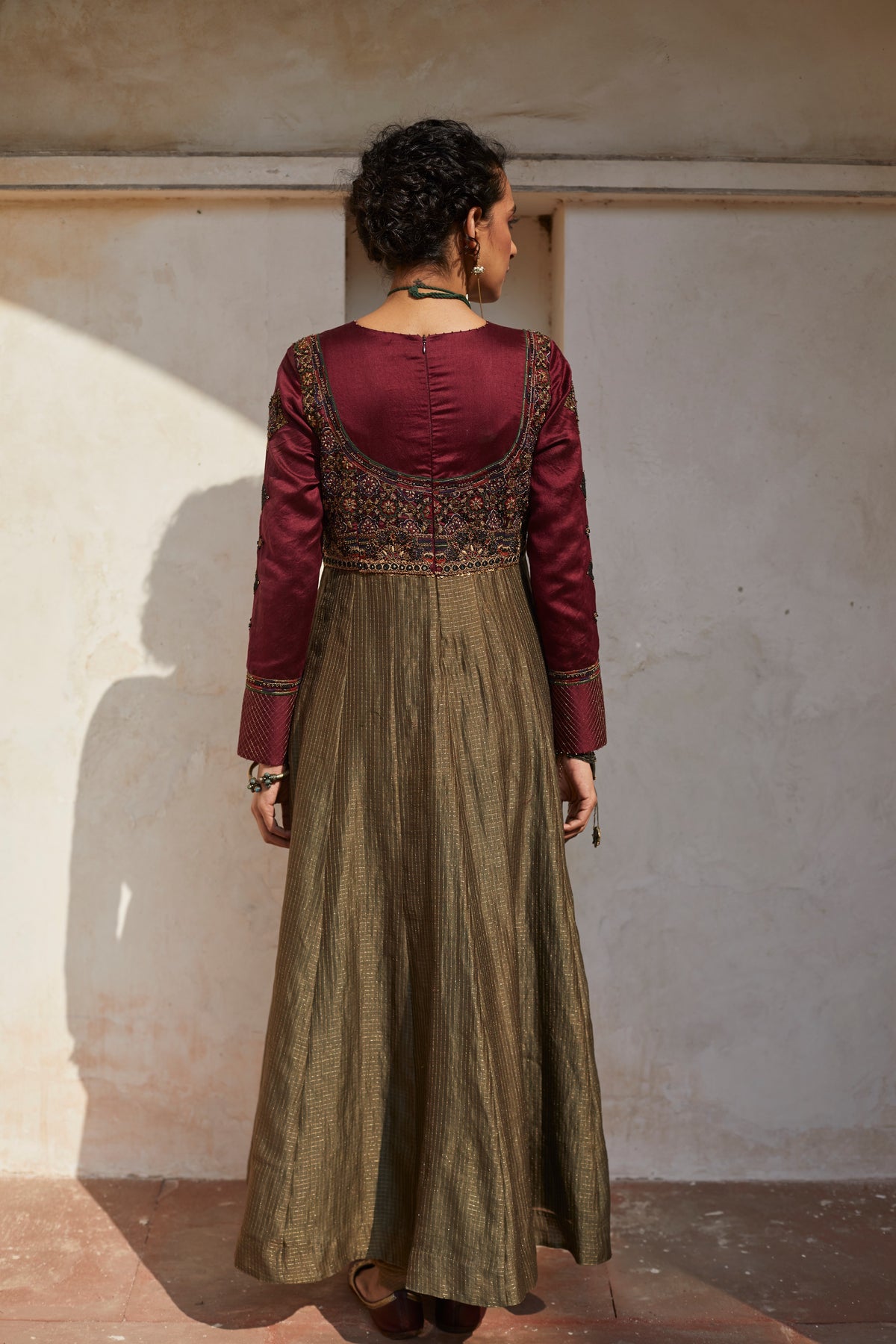 Olive Inlay Anarkali Set