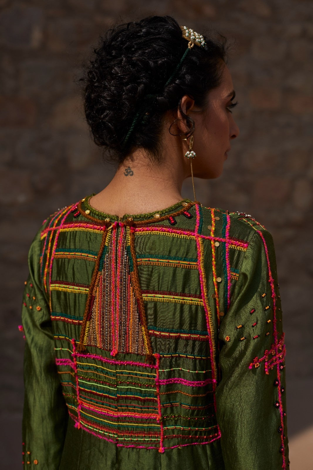 Green Silk Anarkali Set
