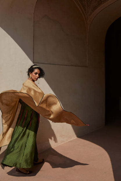Green Silk Anarkali Set