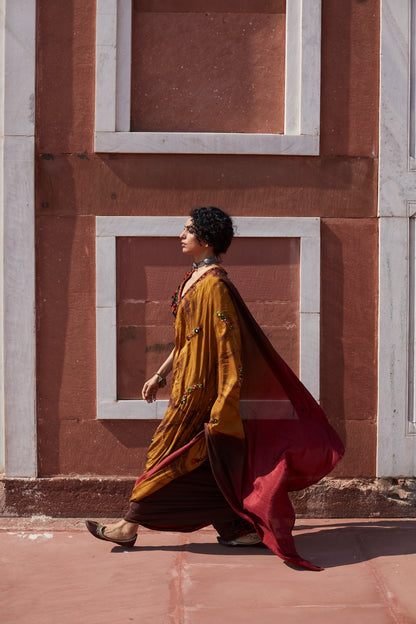 Brown Tie-Dye Hand Embellished Saree