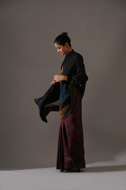 Multi Patchwork Resist Dyed Saree Set