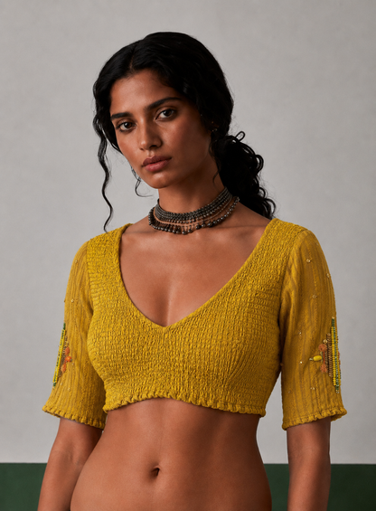 Cotton elastic blouse