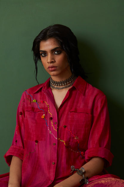 Pink hand embroidered tunic