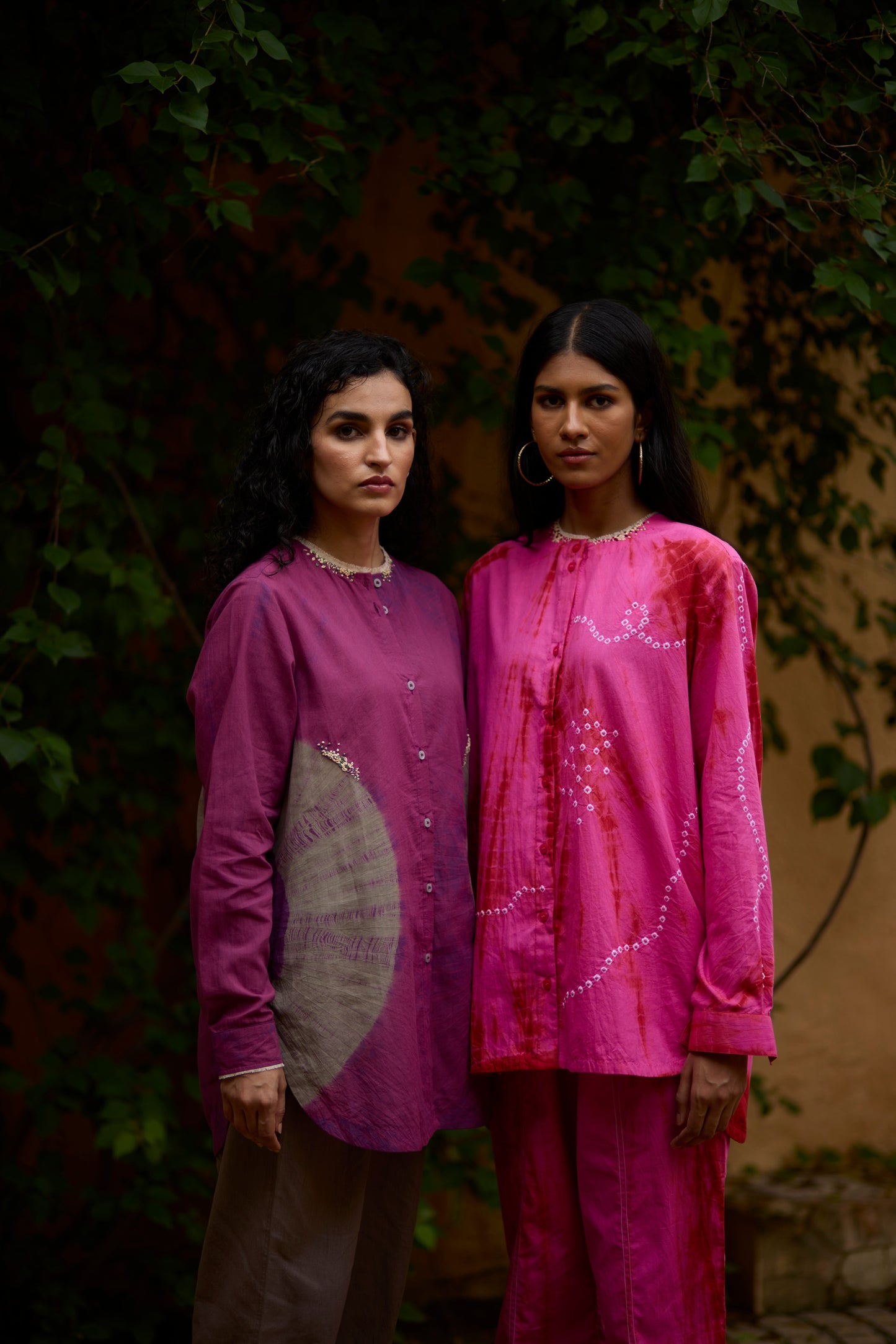 Pink & Grey Cotton Placement Bandhani Co-ord Set