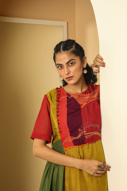 Multicoloured Patchwork Dress