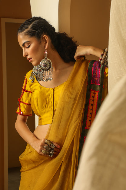 Yellow hand embroidered blouse