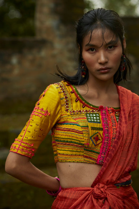 Yellow Hand Embroidered Blouse