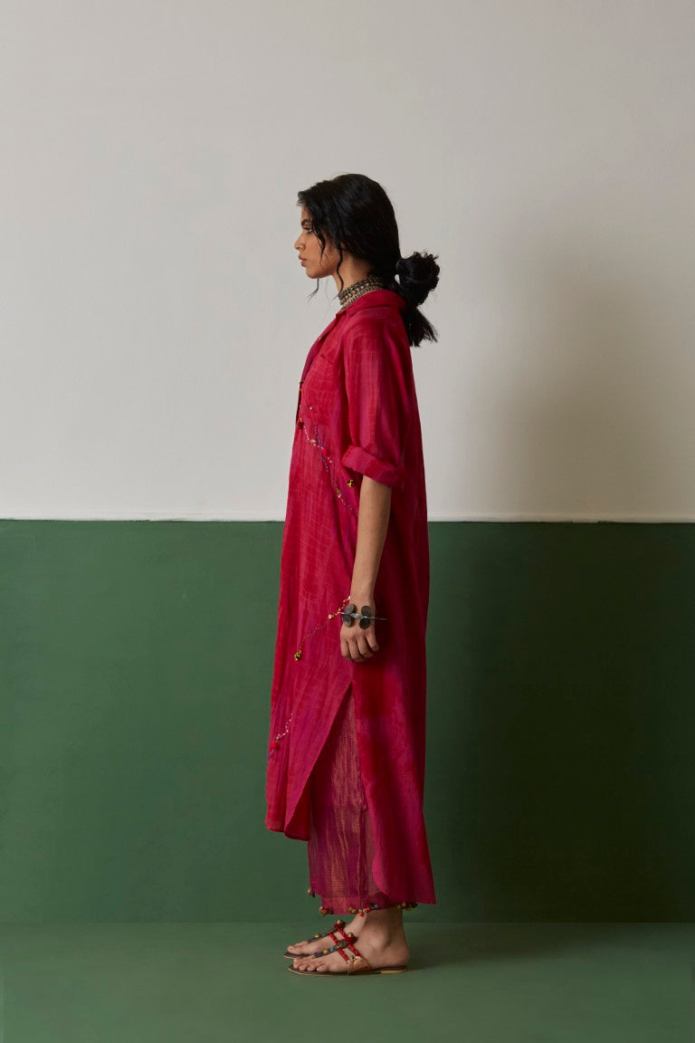 Pink Tie-Dye Hand Embellished Tunic