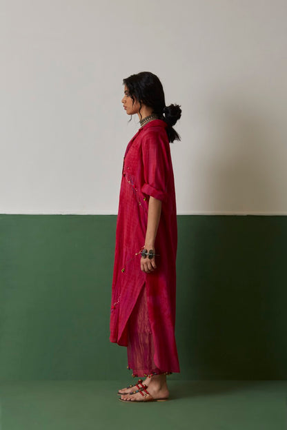 Pink Tie-Dye Hand Embellished Tunic
