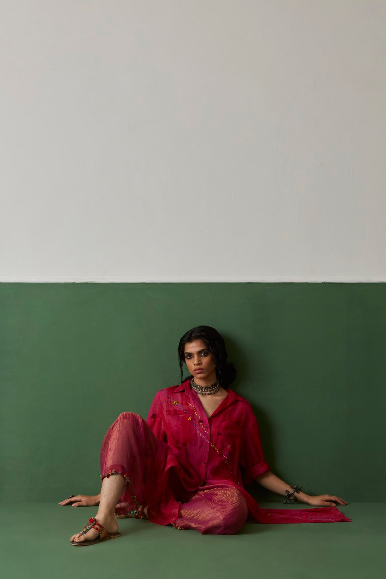 Pink Tie-Dye Hand Embellished Tunic